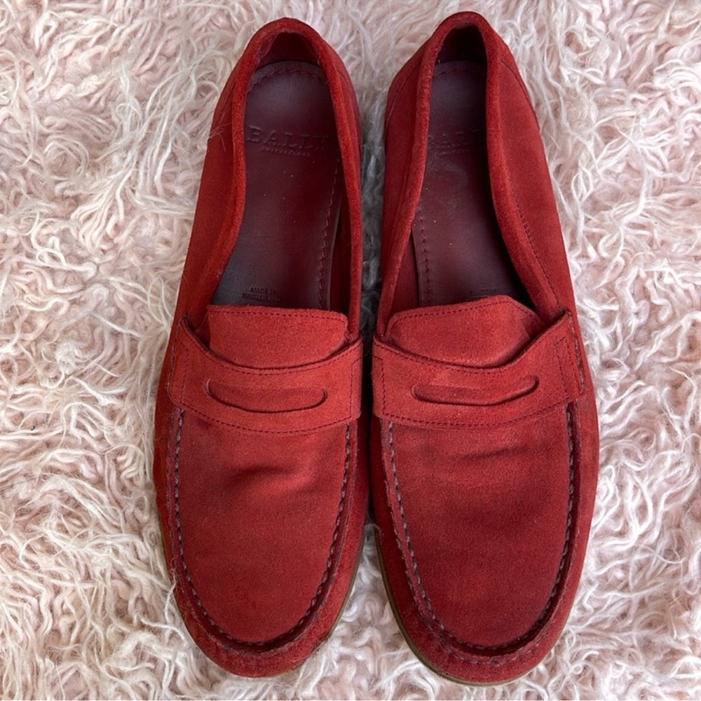 Bally Red Suede Loafers